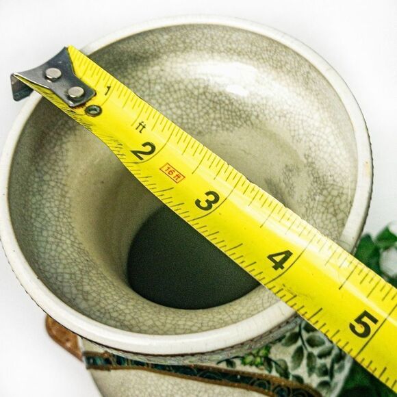 Porcelain Vase Green/Gold Botanical Motif Hand Painted Gilt Accent China - Picture 12 of 13